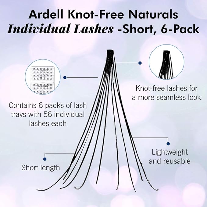 Ardell Individual Lashes - Short Black, DIY Lash Clusters, Knot-Free Cluster Eyelash Extensions, Customizable Lash Extension, 6 Pack