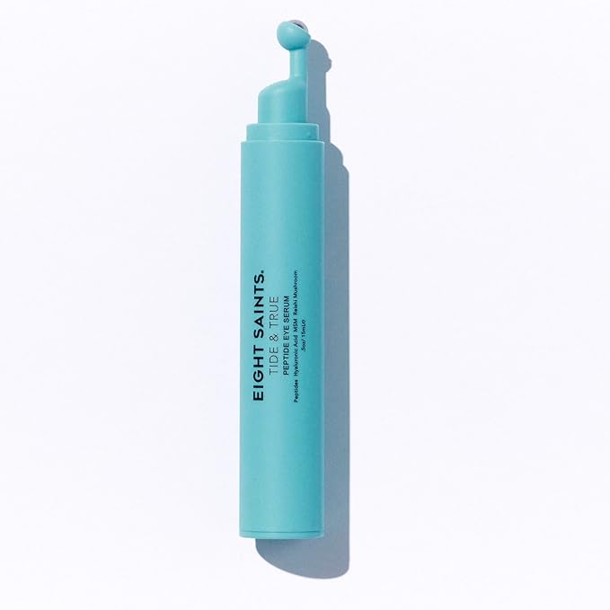 Eight Saints Tide & True Peptide Eye Serum for Puffiness & Wrinkles, Under Eye Roller Ball Treatment for Dark Circles & Fine Lines, with Peptides, Hyaluronic Acid, and Reishi Mushroom, 0.5 fl oz