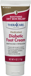 TheraCare Medicated Diabetic Foot Cream | Dimethicone + Petrolatum | Protects and Seals | Relieves Dry Heals | Paraben-Free | Odor-Free | 4.0 oz.