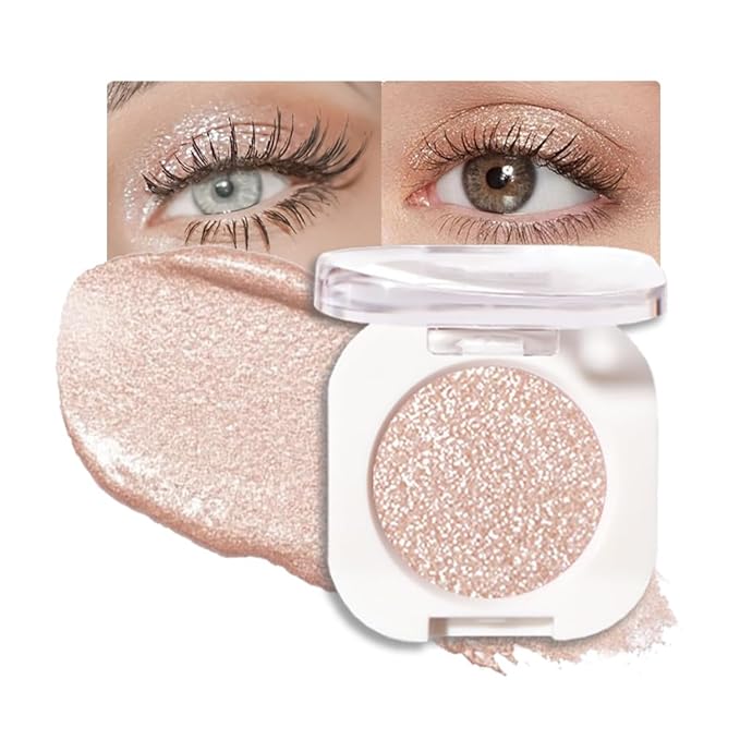 WanTuoluo Pearl White Glitter Eyeshadow Palette for Women, Single Monochrome Eye Shadow Makeup, Shiny Pressed Powder, Blendable Natural sombras para ojos, Holographic,Vegan,Travel -11