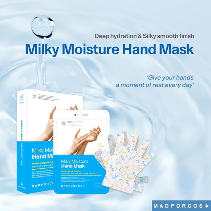 Moisturizing Hand Mask Gloves for Dry, Cracked Hands – Deep Hydrating Spa Treatment with Goat Milk, Kombucha & Collagen – 5 Pairs