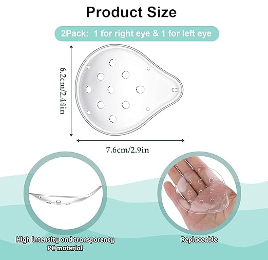 2pcs Clear Eye Shield for Cataract Surgery Hard Vented Eye Protector Patch with Extended Elastic Band, Plastic Eyes Guard Covering After Surgery for Sleeping Protection(Beige)