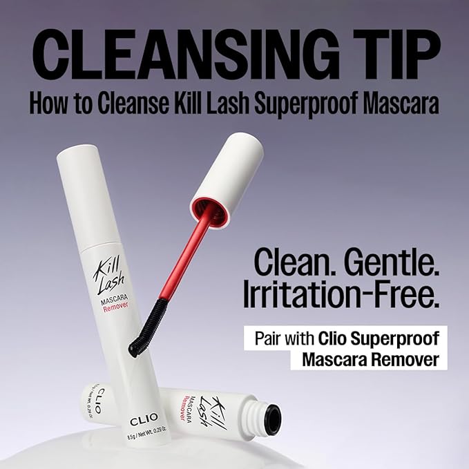 CLIO Kill Lash Superproof Mascara, Smudge-Proof Tubing Mascara, Volumizing Lash with Peanut-Shaped Brush, Bold Full Lash Effect, Long-Wearing Definition, Buildable Definition (004 Extreme Volume)