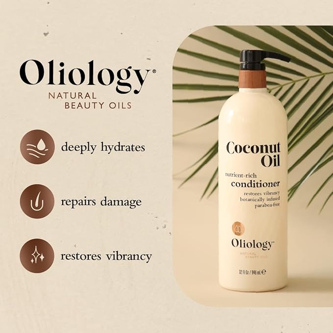 Oliology Coconut Oil Shampoo – Nutrient Rich Shampoo Restores Damaged & Lifeless Hair | Botanically Infused | Provides Intense Shine | Nourishing | Paraben Free (32 oz)