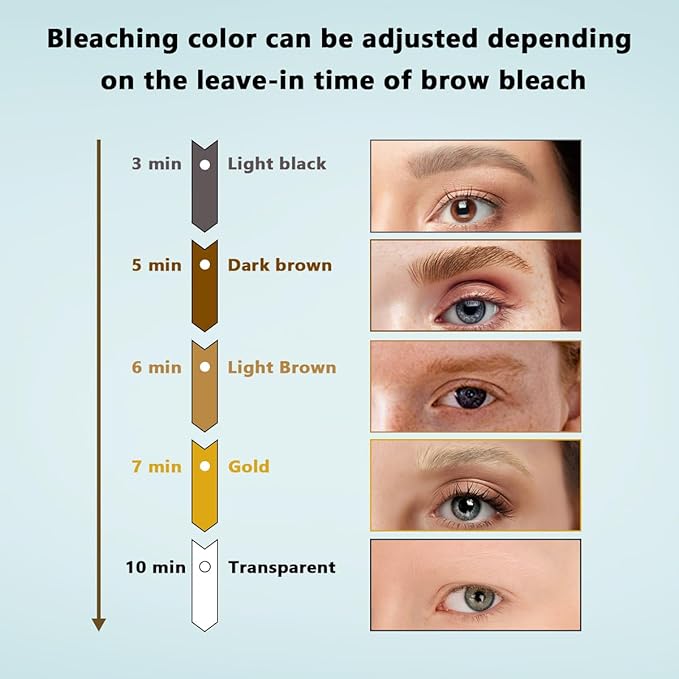 Eyebrow Color Lightening Cream, Brow Bleach Cream Kit Lighten Dark Brow Color, 5 Application Kit