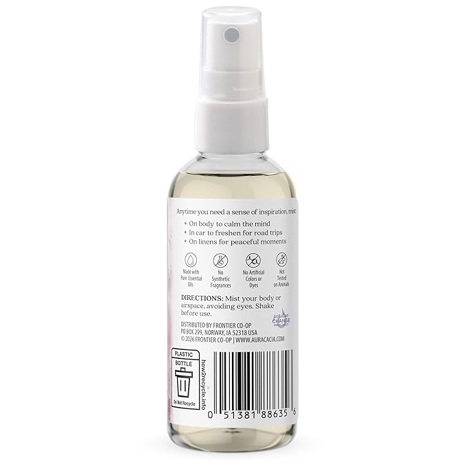 Aura Cacia Patchouli and Sweet Orange Aromatherapy Mist - Body and Room Spray with Pure Essential Oils for Refreshing, Soothing Aromatherapy | 4 Fl Oz (Pack of 1)