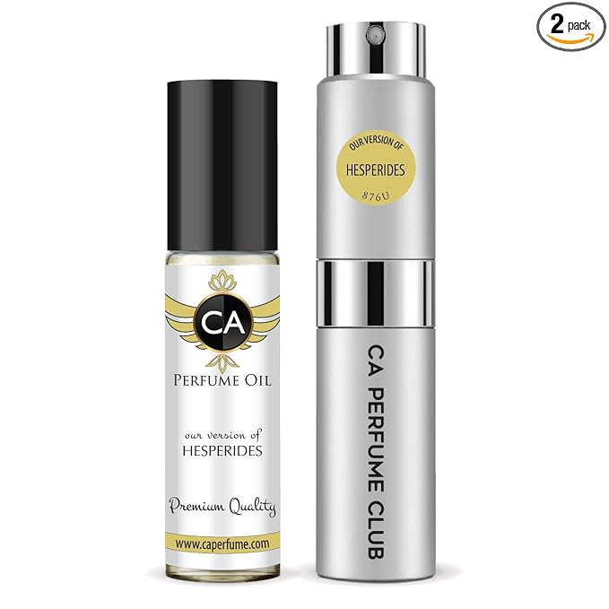 CA Perfume Duo Impression of Hesperides For Women And Men Perfume Layering Set Long Lasting Travel Size EDP + Body Oil Roll-On Bottle 0.27 Fl Oz+0.33 Fl Oz