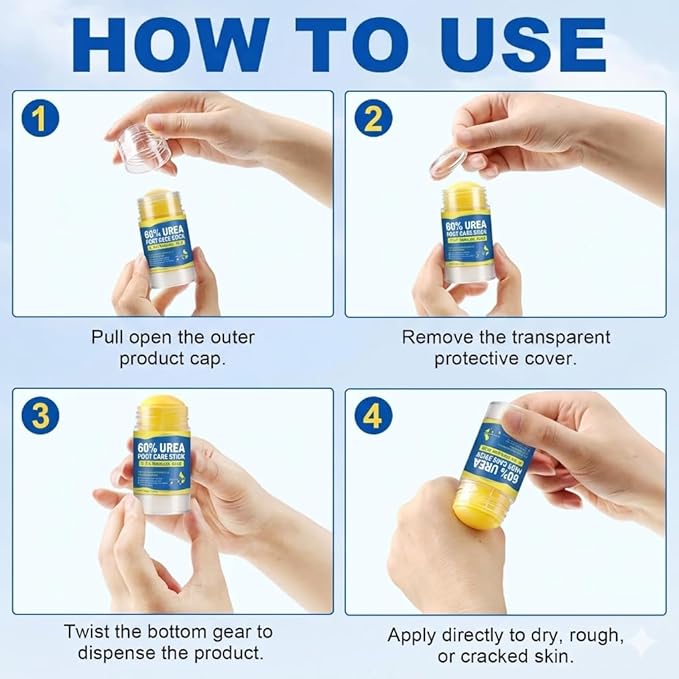 60% Urea with 2% Salicylic Acid Urea Foot Care Stick, Maximum Strength Callus Remover & Cracked Heel Repair Balm, Non-Greasy Foot Moisturizer for Dry Skin 1.41 Oz (1pcs)