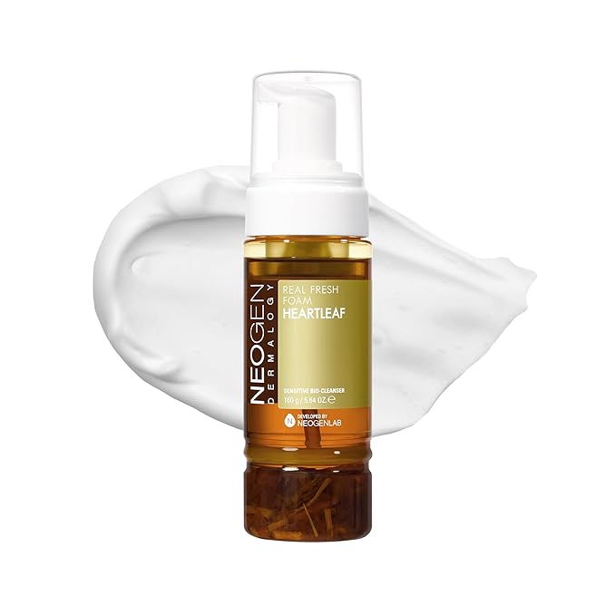 DERMALOGY by NEOGENLAB NEOGEN Real Fresh Cleansing Foam, Heartleaf 5.64 oz (160g) - Vegan, Cruelty Free, Soothing Cleanser for Sensitive Skin - Korean Skin Care