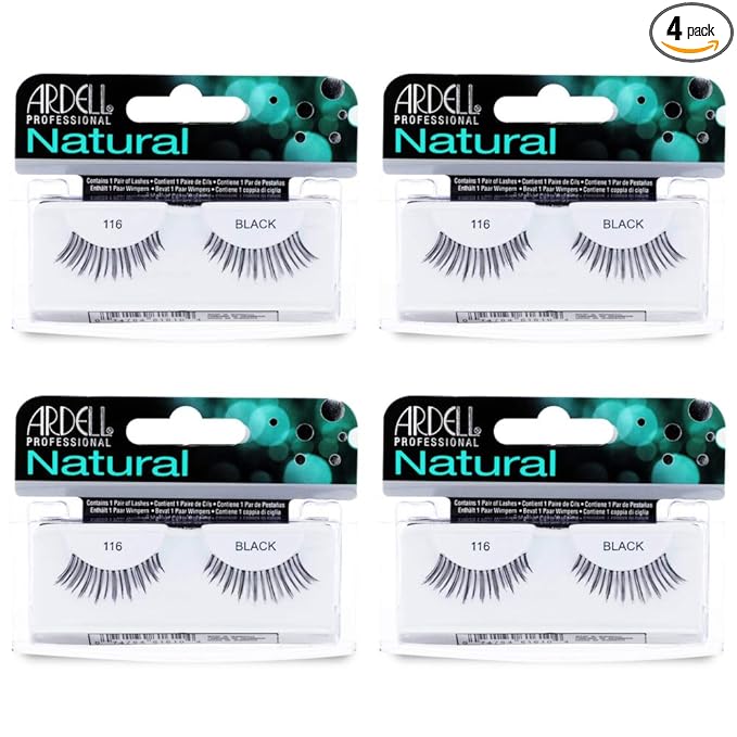 Ardell False Eyelashes 116 - Black, Lightweight, Soft, & Reusable Lashes for a Natural Look, 4 Pack