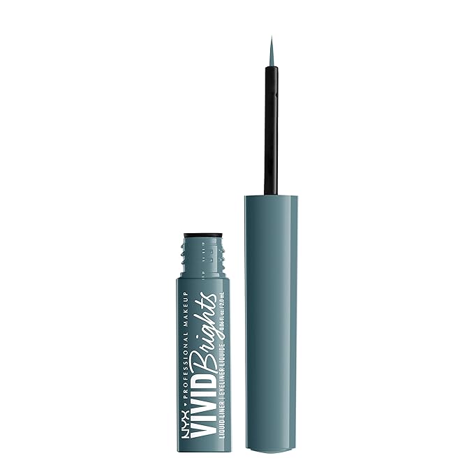 NYX PROFESSIONAL MAKEUP Vivid Brights Liquid Liner, Smear-Resistant Eyeliner with Precise Tip - Cyan Simp (Pack of 2)