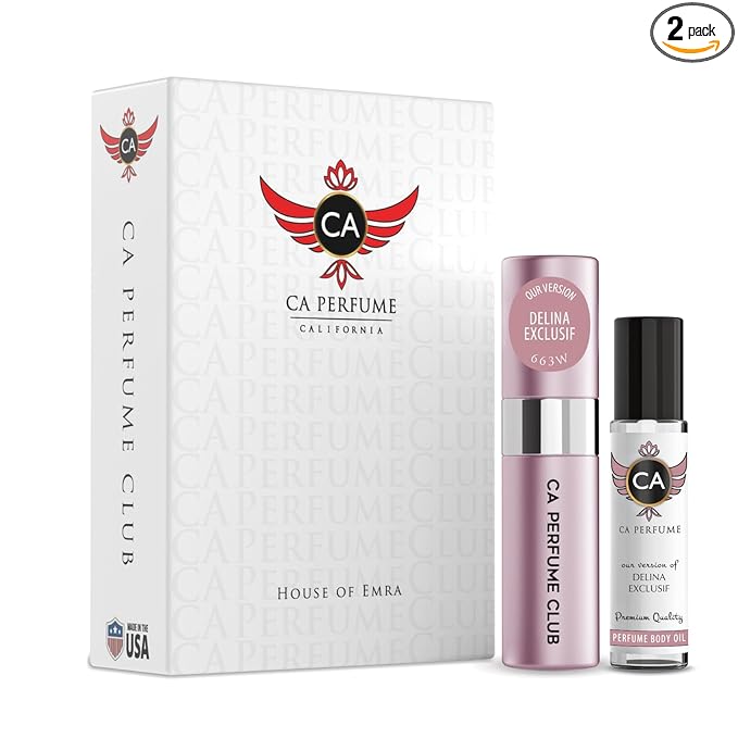 CA Perfume Duo Impression of Delina Exclusif For Women Perfume Layering Set Long Lasting Travel Size EDP + Body Oil Roll-On Bottle 0.27 Fl Oz+0.33 Fl Oz