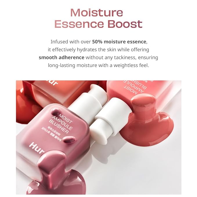 House of Hur Moist Ampoule Blusher, Buildable Water-based Formula, Infused with over 50% moisture essence, no tackiness, long-lasting moisture, weightless feel (03 Rose Brown, 20ml)