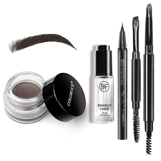 Cosmetics Pigment Activator,Mixing Liquid Eyebrow Pomade Pencil Kit for Eyebrows Makeup, with Waterproof Eyebrow Pencil,Dual-ended Eyebrow Brush,Eyebrow Pomade-Dark Brown