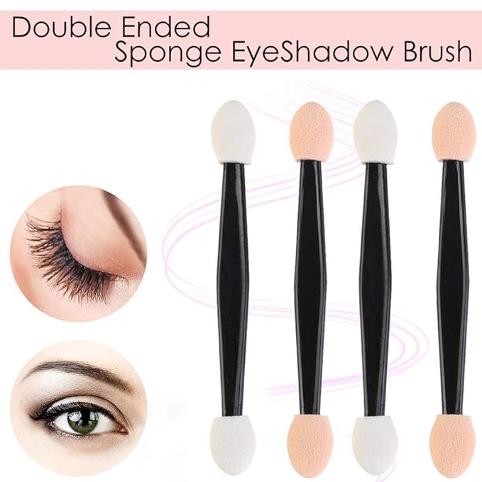 50pcs Eyeshadow Applicators, Disposable Eyeshadow Sponge Brush Double-Sided Eye Makeup Sponge Applicators