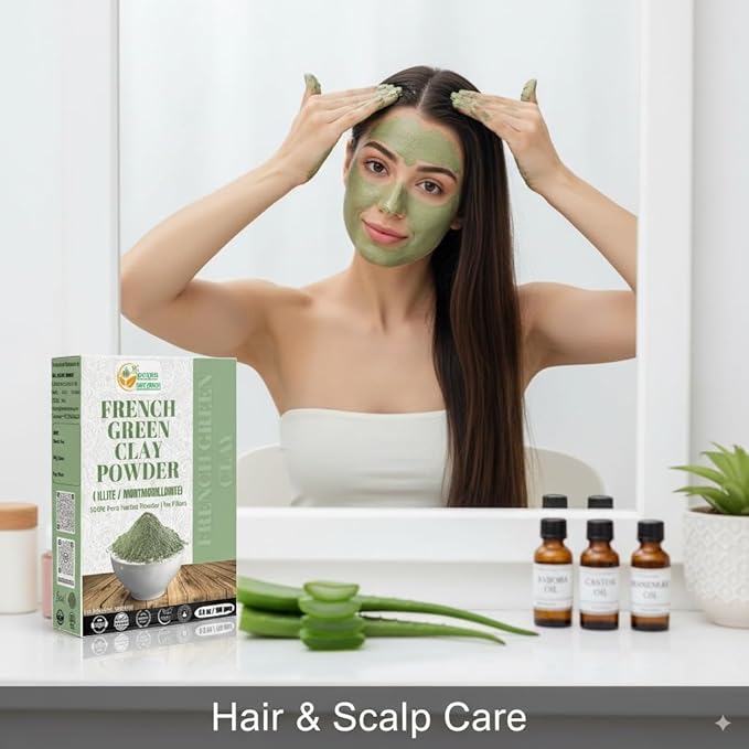 Herbs Botanica French Green Clay Powder 100% Pure & Natural Montmorillonite Clay for Face Masks, Skincare, and DIY Beauty Finely Ground Green Kaolin Clay 5.3 oz Resealable Pack