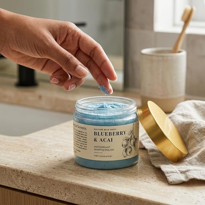 Nature Skin Shop Blueberry Whipped Sugar Scrub, 8oz Foaming Body Polish for Exfoliating & a Healthy Glow