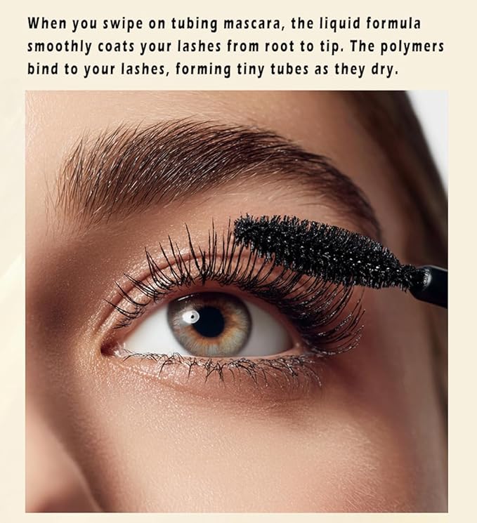 Double Effect Mascara for Older Women with Mature Eyes Thin Lashes, Magic Cap Volumizing & Defining 2-in-1 Waterproof Eyelash Makeup (Black)