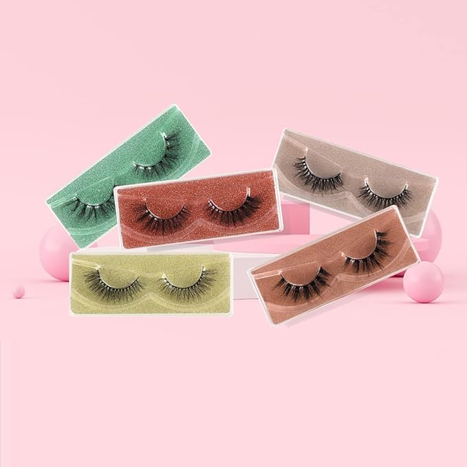 APCYUST Lashes Fluffy Mink Eyelashes Natural Look 5D Faux Mink False Lash Bulk Cat Eye Fake Eyelash Wholesale Soft Wispy Strip Eye Lashes with Individual Portable Lash Pack