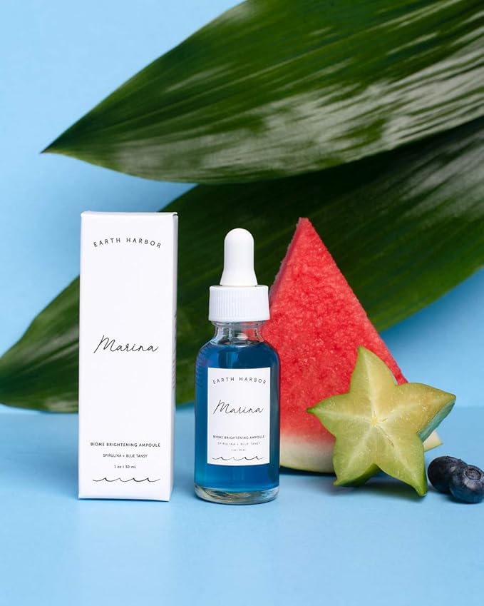 MARINA Biome Brightening Serum Ampoule, 12 Botanical Actives to Reduce Redness, Uneven Tone treatment for body, ampoule serum for All Skin Types, 1 fl oz (30ml)