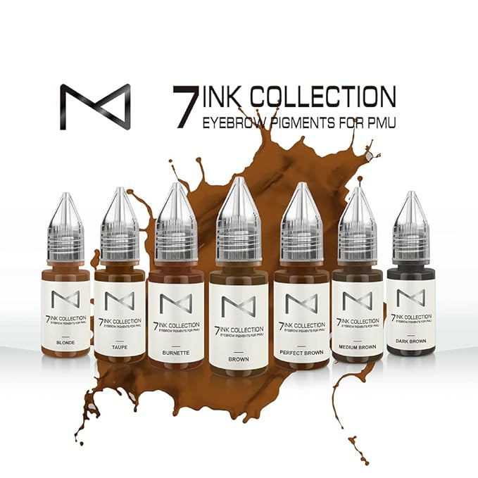 M - 7Ink Seven Colors Liquid Pigment Ink for Eyebrow Tattoo - Permanent Makeup Microblading Supplies Kit - Machine Use - Microshading - No Mixing Professionals Only -10ml (Single, Perfect Brown)