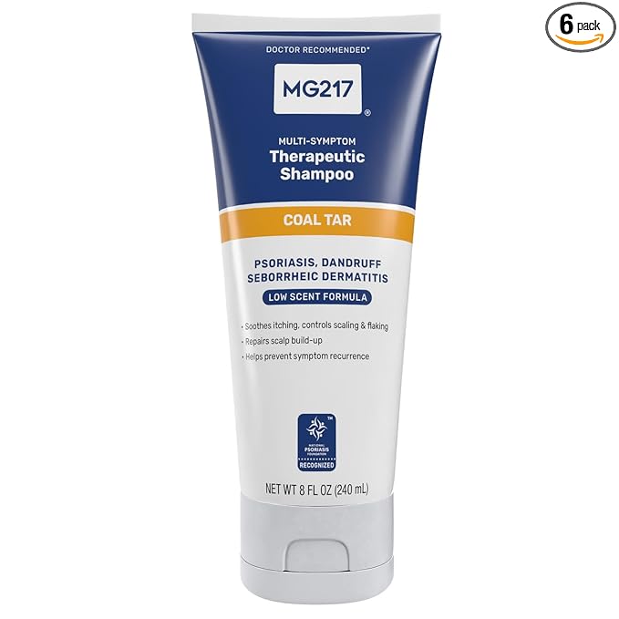 MG217 Psoriasis Shampoo with Coal Tar,Therapeutic Scalp Treatment,Controls Itching, Scaling,Flaking, Scale Buildup,Psoriasis Scalp Treatment, .5% Coal Tar Shampoo and Conditioner, 8floz (Pack of 6)