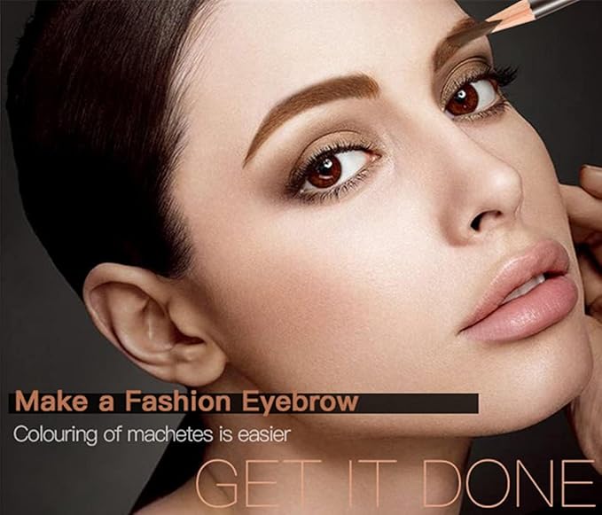 Go Ho 12 PCS Brown Eyebrow Eyeliner Pencils,Sweatproof Eyebrow Pencil,Long-lasting Nice Color Eye Brow Gel Pen Makeup Brow Tint Sticks（Medium Brown）