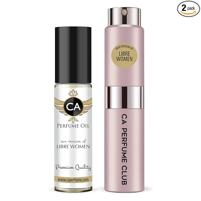 CA Perfume Duo Impression of Libre Women For Women Perfume Layering Set Long Lasting Travel Size EDP + Body Oil Roll-On Bottle 0.27 Fl Oz+0.33 Fl Oz