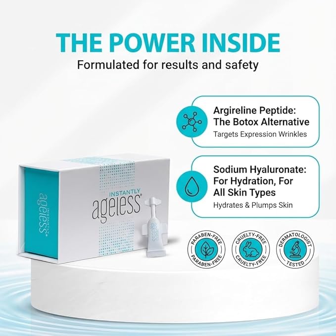 Instantly Ageless - Instant Face Lift Cream - Skin Care for Anti Aging face cream - Wrinkle Tightener - Instant Under Eye Bags Remover - Facelift in a Box of 25 Vials