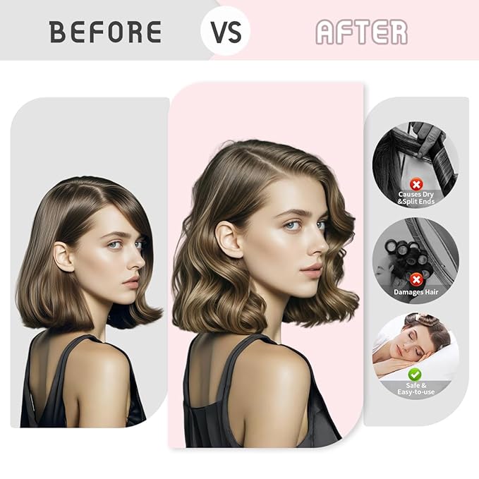 Heatless Curls Overnight Rods Heatless Hair Curler Hair Curlers To Sleep In Heatless Curls Blowout Rods Heatless Curling Rods With Luxury Cloth Bag Scarf For All Hair Types (pink, 3Rods)