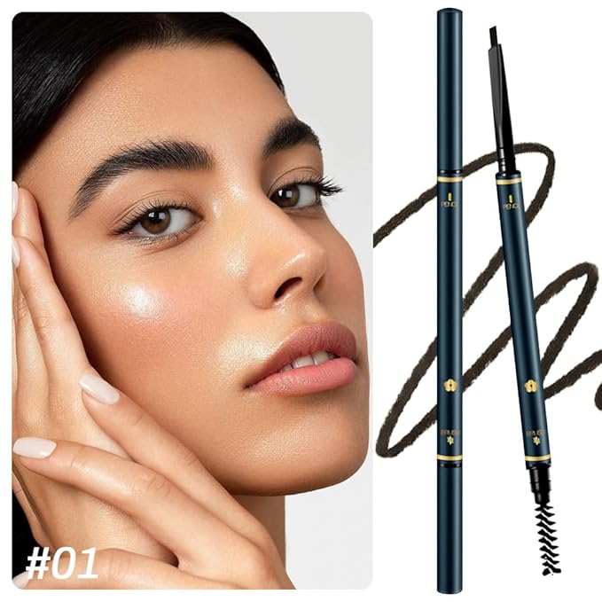 FeiCuiYun 5 Pcs Eyebrow Pencils for Women, Waterproof Professional Makeup Micro Brow Pencil, Black Brow Kit with Eyebrow Brush, Ultra-Fine Mechanical Pencil, Vegan&Cruelty-Free (C01#Black)