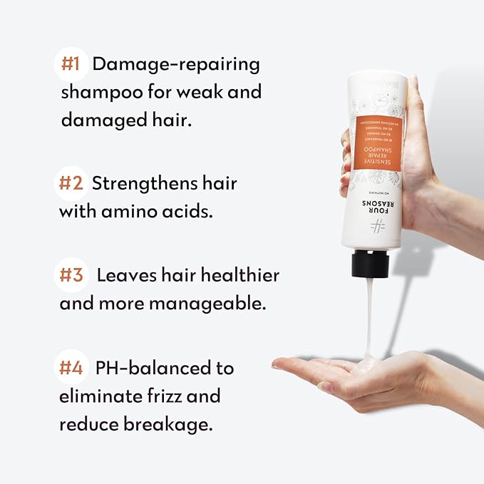 No nothing Repair Shampoo – Fragrance Free Shampoo for Damaged Hair – Hypoallergenic Shampoo for Sensitive Scalp & Dry Hair – Vegan, Paraben Free Hair Repair, 10.1 Fl Oz