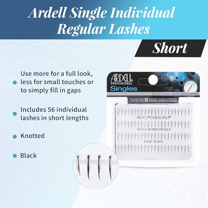 Ardell Individual Lashes Regular Short Black – Natural-Looking Individual Lash Extensions, Customizable Flare Style, 4 Pack
