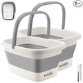 Collapsible Foot Bath Basin for Soaking Feet,Foot Soak Tub,Plastic Foot Bucket with Handles and Massage Acupoint,Foldable Laundry Basket-Gery (2 Pack)