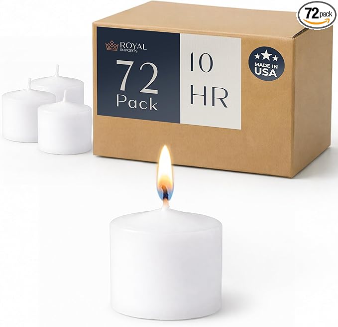 Royal Imports White Votive Candles Unscented Candles for Wedding Centerpieces Pack of 72 Dripless Wax for Parties, Aromatherapy, Devotional, Home Décor, Spas & Holiday Gifts