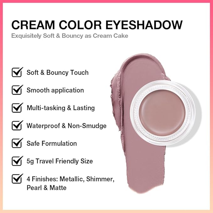 FeiCuiYun Single Cream Putty Matte Eyeshadow Palette Makeup, Natural Single Mini Instant Holographic Eyeshadow For Older Women, Sombras Crema Para Ojos, Talc, Paraben & Cruelty Free, 23