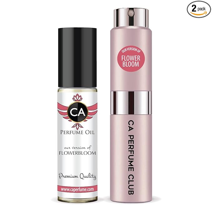 CA Perfume Duo Impression of Flowerbloom For Women Perfume Layering Set Long Lasting Travel Size EDP + Body Oil Roll-On Bottle 0.27 Fl Oz+0.33 Fl Oz