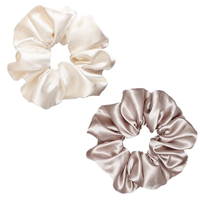 Sufermoe 12 Pcs Satin Silk Hair Scrunchies, Assorted Light color, 4.5 Inch Hair Ties for Women Girls