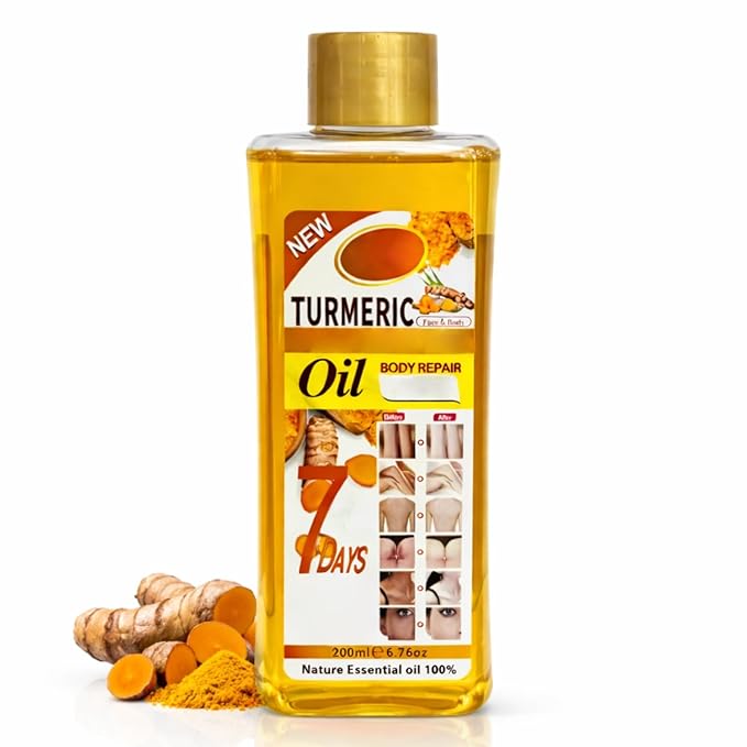 Turmeric Oil for Massage and Skin Moisturizing, Botanical Hydrating Body Oil for Dry Skin, Lightweight Spa Body Care Oil with Turmeric Extract, 200ml / 6.76 fl oz