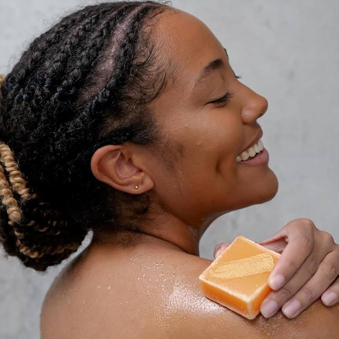 ANIHANA Sugar Scrub Soap Bar with Coconut Oil, Moisturizing, Gentle, Exfoliating Body Scrub, Refreshing Peach Smoothie Scent, 3.6 Oz