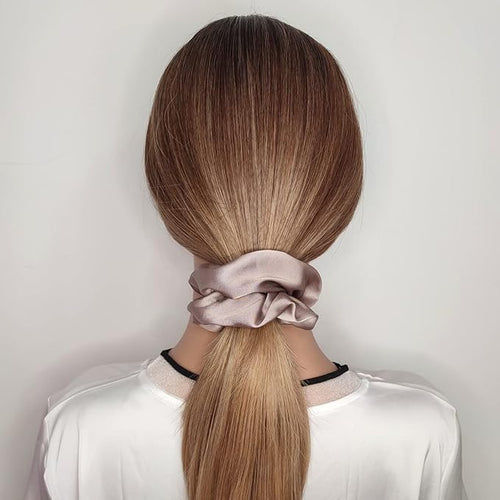 12 Pcs Satin Silk Scrunchies, Soft Hair Ties, Fashion Bands, Bows, Ropes, Elastic Bracelets, Ponytail Holders, Hair Accessories for Women and Girls (4.5 Inch, Champagne)