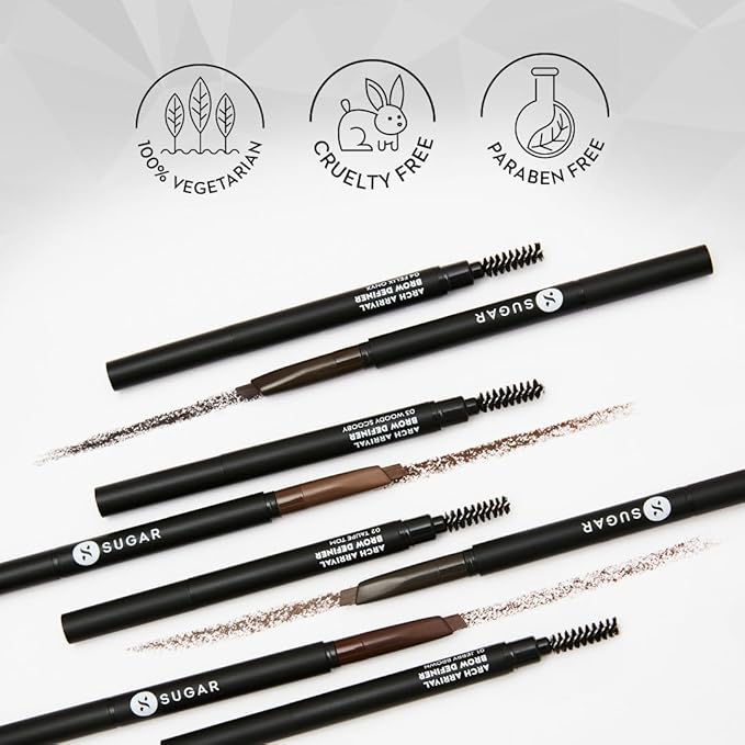 SUGAR Cosmetics Arch Arrival Brow Definer with Spoolie Lasts Upto 12hrs Pigmented Eyebrow Pencil Long Lasting & Natural Finish 3.5gm 1 count (Pack of 1) 02 Taupe Tom (Grey Brown)