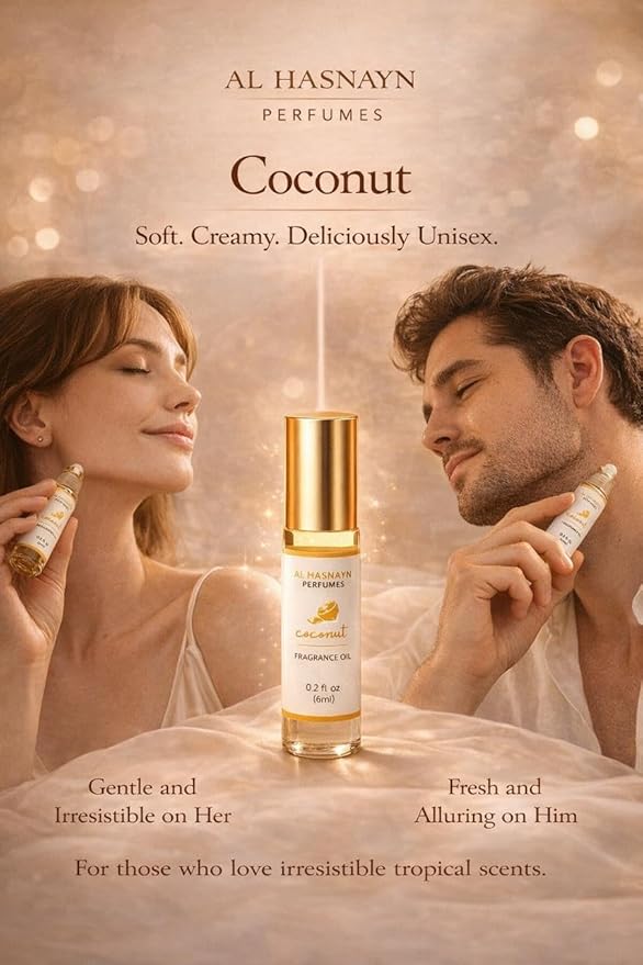 AL-HASNAYN Coconut Fragrance Oil Roll-On Perfume 6ML 0.20 fl oz Alcohol Free Long Lasting Gifts for Men Women