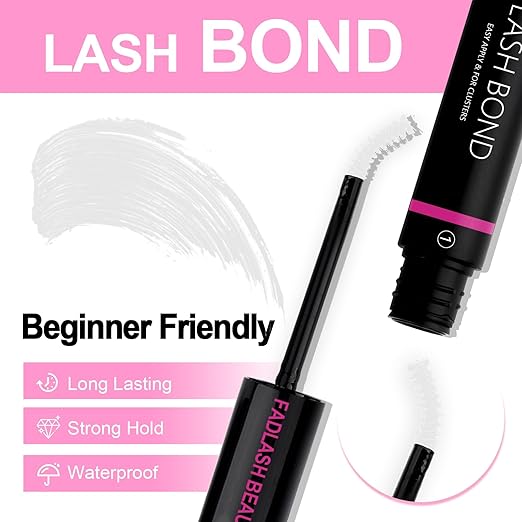 Lash Glue DIY Eyelash Glue for Lashes Clusters Latex-Free Waterproof Latex-Free 2-in-1 Lash Bond and Seal for Self-Application at Home Lash Cluster Glue 10ml Long-Lasting 48-72H