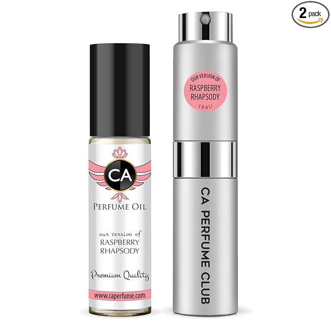 CA Perfume Duo Impression of Raspberry Rhapsody For Women And Men Perfume Layering Set Long Lasting Travel Size EDP + Body Oil Roll-On Bottle 0.27 Fl Oz+0.33 Fl Oz