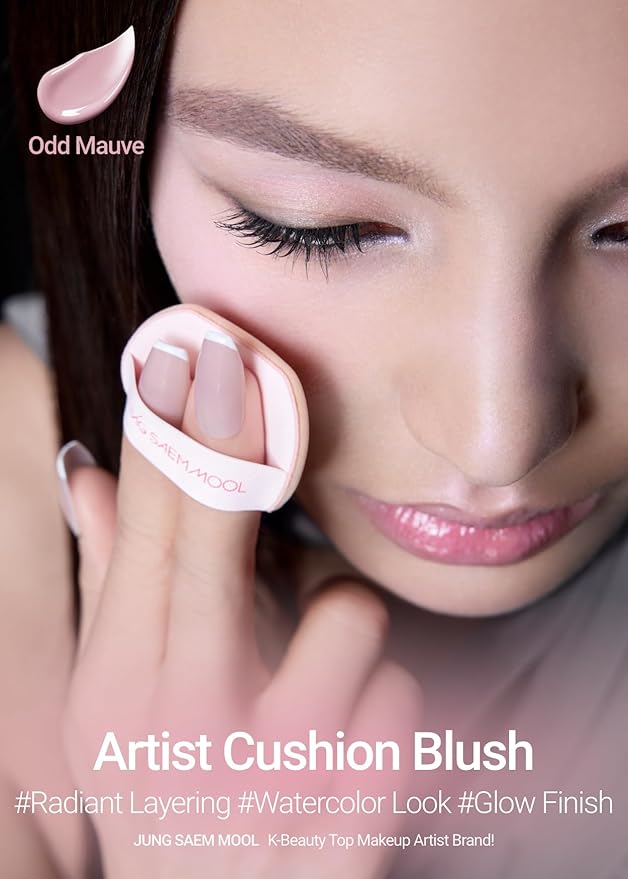 JUNG SAEM MOOL Artist Cushion Blush | Easy to Blend with Puff, Buildable Liquid Blush for Cheeks with a Natural & Dewy Finish, Korean Makeup (Dewy | Odd Mauve)