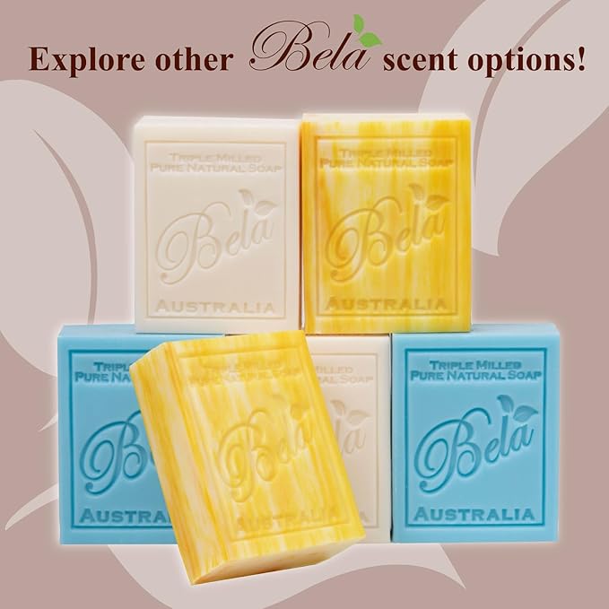 BELA Extra Creamy Goat Milk Soap 3.3 OZ Pack of 12, Long Lasting French Triple Milled Bar Soap Enriched with Organic Shea Butter, Hand, Face and Body Wash Bar, Made in Australia