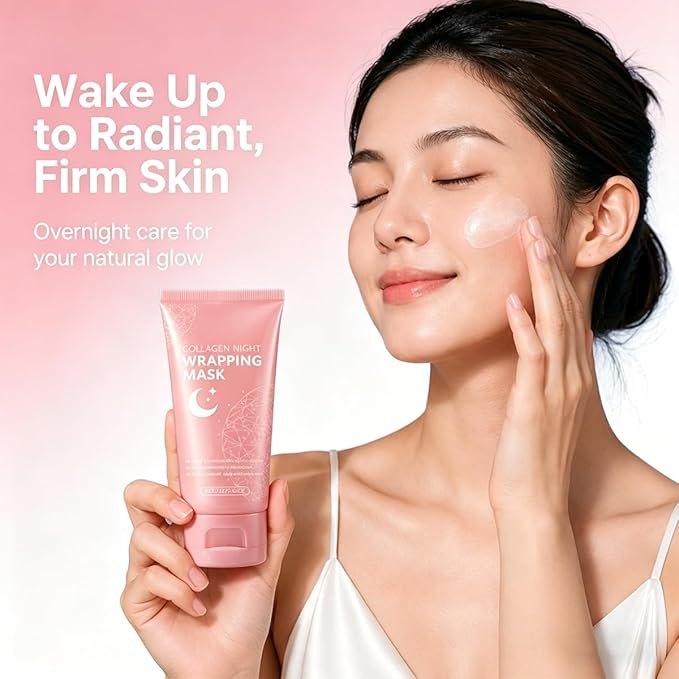 YURI Collagen Night Wrapping Mask Peel, Peel off Overnight Facial Mask, Hydrating Face Mask for Skin Care, Easy Peel Sleeping Mask for Women & Teen Girls, 2.54 fl.oz