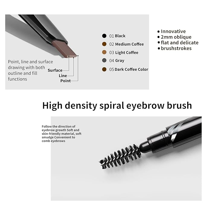 BLUE LOVE Eyebrow Pencil with Refillable Replacement Pack – Long-Lasting, Smudge-Proof, Waterproof, and Natural Finish for All Skin Types (05 Dark Coffee Color)