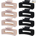 8 Pcs Large Hair Claw Clips 4.1 Inch Non-slip Big Square Matte Hair Claws for Women, Strong Hold Banana Clip for Thick Thin Hair(White/Black)